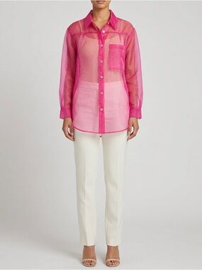 Apparis Sheer Hot Pink Button-Down Shirt